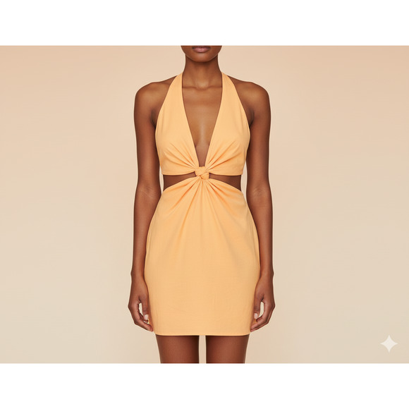 VIX PAULA HERMANNY Tracy Knotted Mini Cover-Up - Orange Sherbet - S